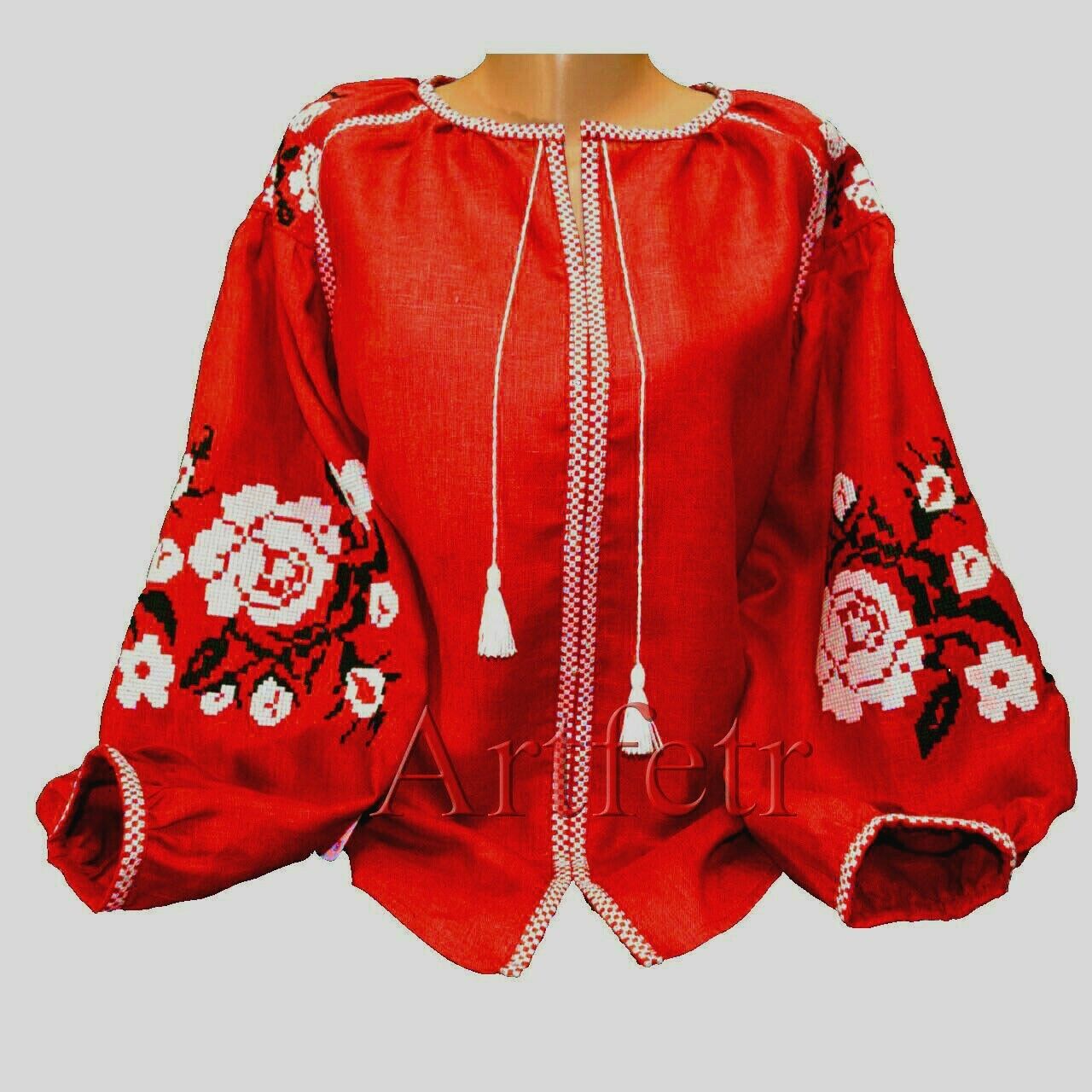 Ukrainian Embroidered Blouse Boho Style  For Women Sorochka Vyshyvanka Shirt